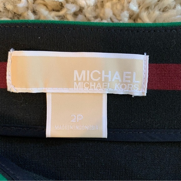 Michael Kors Green, Black, White, Burgundy Striped Skirt Size 2 Petite - Picture 5 of 8